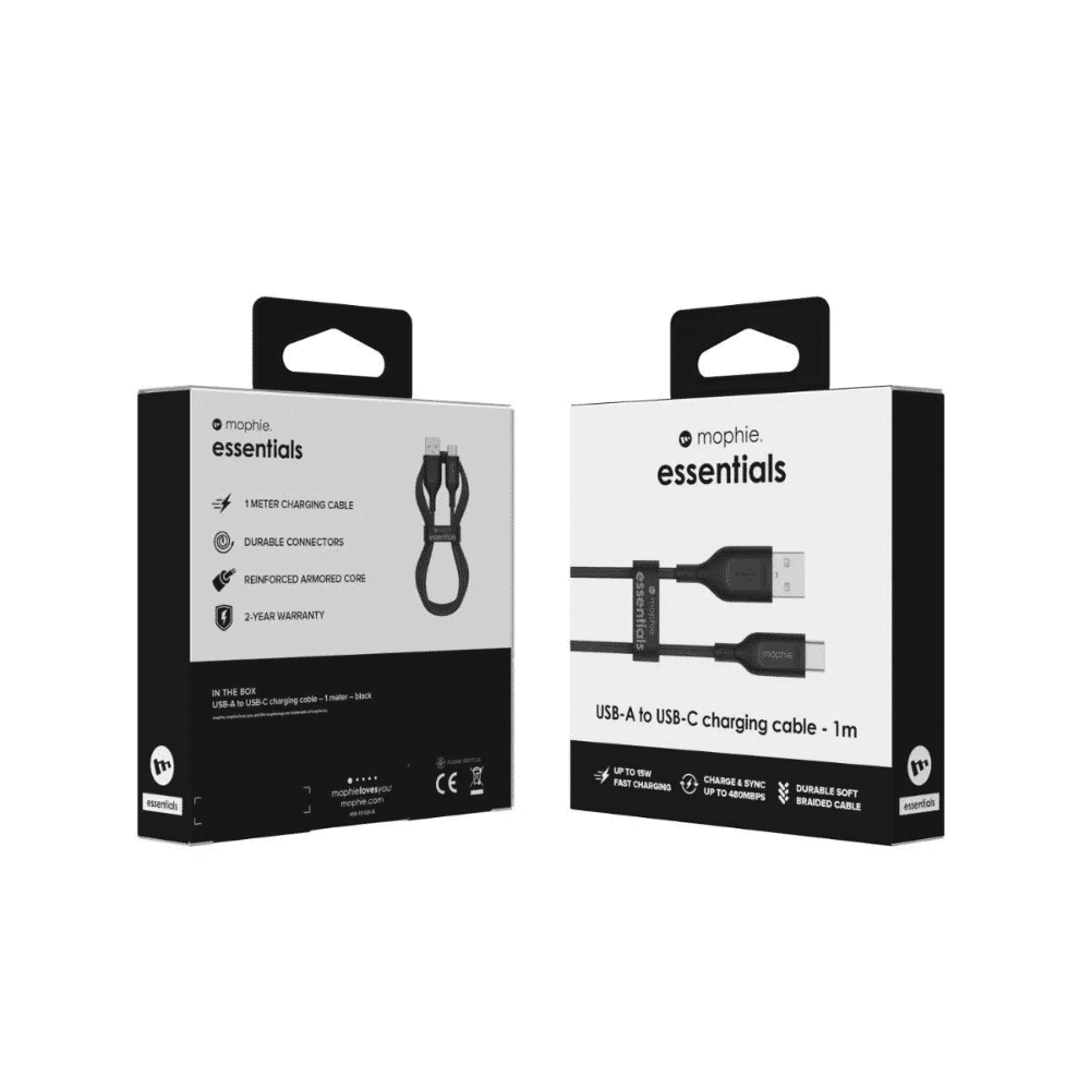 Cable Mophie essential trenzado USB-A a Lightning 12w 1m 5